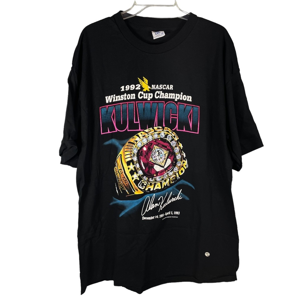 New Vintage 1993 ALAN KULWICKI NASCAR Champion Mens XL Black Tee Shirt